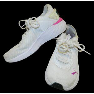 Puma Amare Womens White Pink Athletic Sneakers Size 7.5 Mesh Breathbl Lghtweight